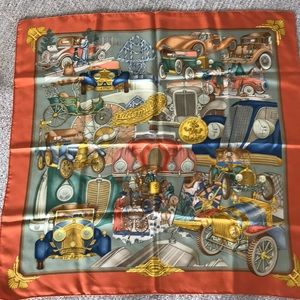 Hermès “Automobile” silk scarf. Rare.